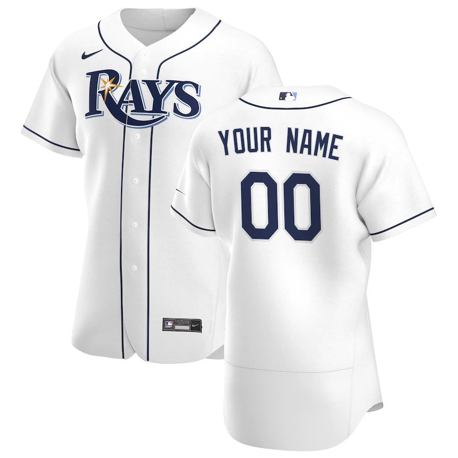 Mens Tampa Bay Rays Nike White Home Authentic Custom MLB Jerseys->customized mlb jersey->Custom Jersey
